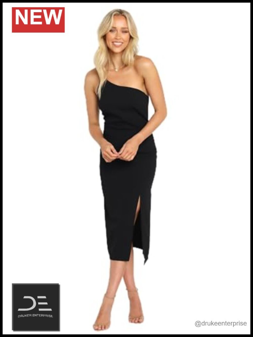 Petal & Pup Xiomar One Shoulder Midi Dress Sleeveless A-Line
